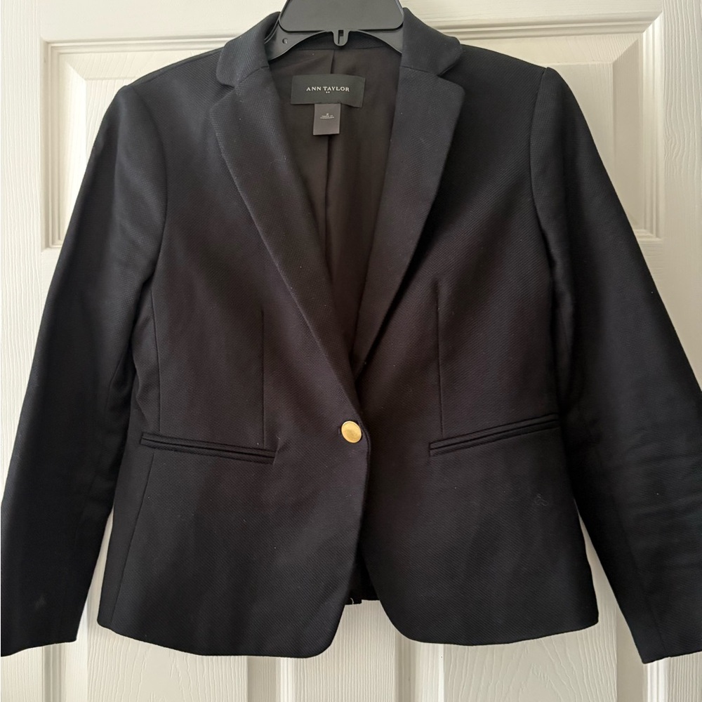 Ann Taylor Black Structured Blazer Professional Tailoring